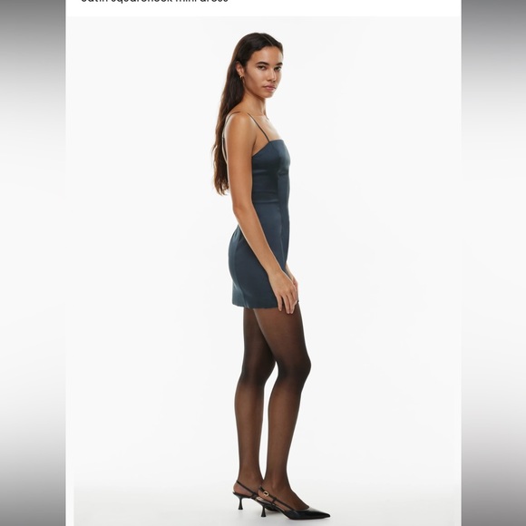 Aritzia Satin Dress Navy - Picture 8 of 10